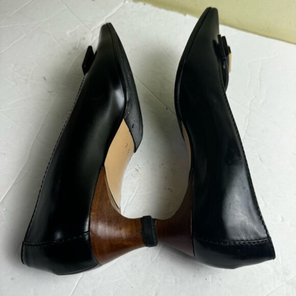 Gucci Tom Ford Vintage NEW Leather Logo Square Toe Kitten Heel shoes Loafers 7B - Picture 11 of 16